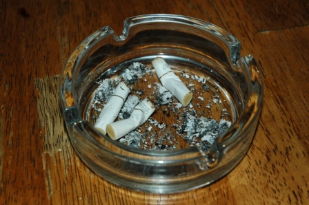 cigarette ends in an ashtray