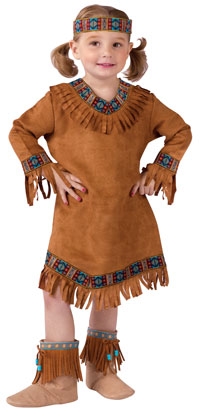lillte white girl in native american costume